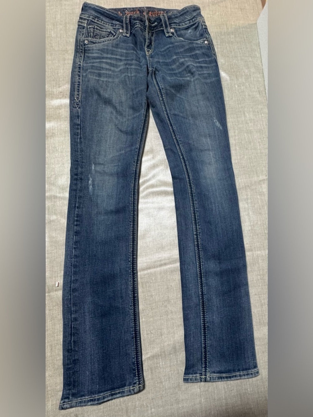 Y2K Rock Revival Women's Indigo Skinny , Debbie straight leg Jeans